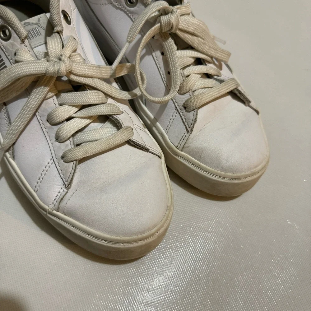 Puma White Platform Lace Up Sneakers Shoes‎ Women’s Size 7